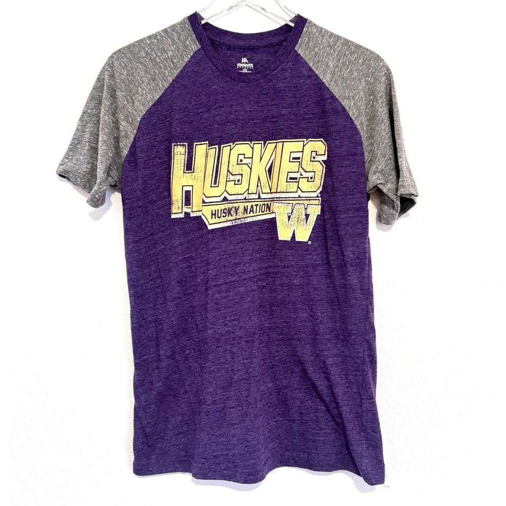 Washington Huskies Women's T-Shirt Purple Gray Raglan Graphic Tee